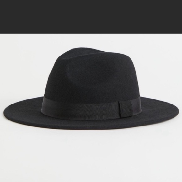 H & M fedora Felted Wool Hat black small bohemian‎ classic festive - Picture 2 of 12